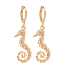 animal earrings seahorse hummingbird seagull crab dolphin copper zircon earrings