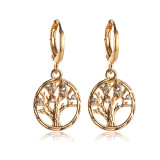 Cutout Round Diamond Tree of Life Earrings