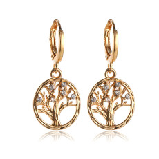 Cutout Round Diamond Tree of Life Earrings