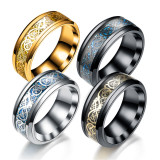 Stainless steel gold piece silver piece dragon pattern dragon piece ring