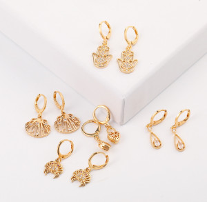 animal earrings seahorse hummingbird seagull crab dolphin copper zircon earrings