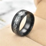 Stainless steel gold piece silver piece dragon pattern dragon piece ring