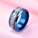 Stainless steel gold piece silver piece dragon pattern dragon piece ring
