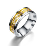 Stainless steel gold piece silver piece dragon pattern dragon piece ring
