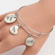 I Love You Mom Bracelet Mother's Day Gift Heart Shape Adjustable Stainless Steel Bracelet