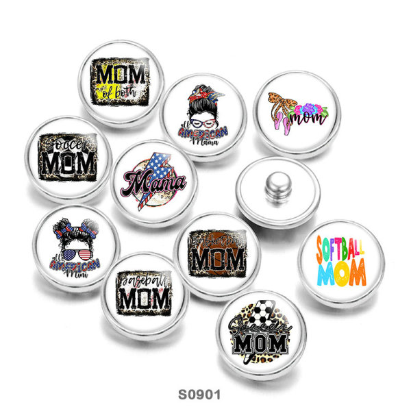 20MM pattern Mom Print  glass snaps buttons