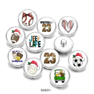 20MM Love Volleyball Baseball Christmas Print  glass snaps buttons