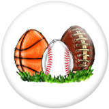 20MM pattern Basketball  Hockey Print  glass snaps buttons