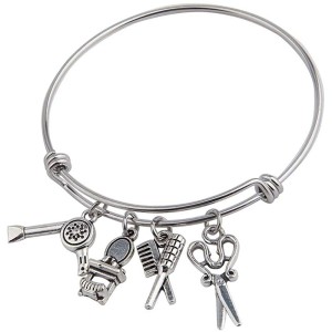 Hairdresser Stylist Bracelet Hair Dryer Scissors Comb Makeup Mirror Stainless Steel Bracelet