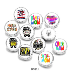 20MM pattern Mom Print  glass snaps buttons