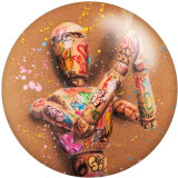 20MM Flower skull Print  glass snaps buttons