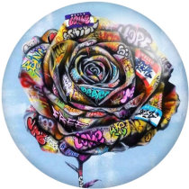 20MM Flower skull Print  glass snaps buttons