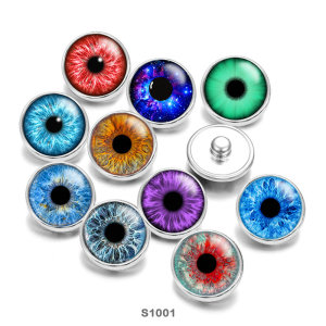 20MM  Eyes Cat Eye Eyeball Print  glass snaps buttons DIY Jewelry