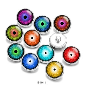 20MM  Eyes Cat Eye Eyeball Print  glass snaps buttons DIY Jewelry