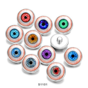 20MM  Eyes Cat Eye Eyeball Print  glass snaps buttons