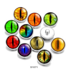 20MM  Eyes Cat Eye Eyeball Print  glass snaps buttons  Jewelry Making