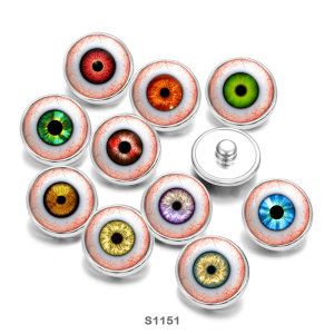 20MM  Eyes Cat Eye Eyeball Print  glass snaps buttons