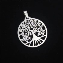 Stainless Steel Openwork Round Tree of Life Pendant