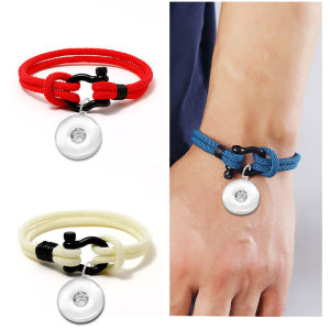 Stainless Steel Bracelet Horseshoe Buckle Couple Bracelet fit 18mm snap button jewelry