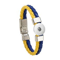 Simple Fashion Multilayer Woven Leather Bracelet Flag Color Bracelet fit 18mm snap button jewelry