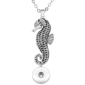 seahorse hippocampus pendant necklace 60CM chain  metal  fit 20MM chunks snap button jewelry