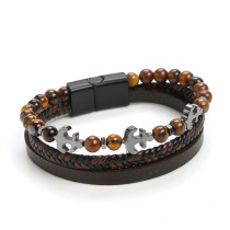 Anchor Bracelet Natural Stone Stainless Steel Bracelet Volcanic Stone Magnet Buckle