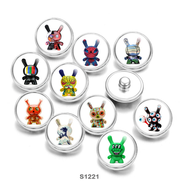 20MM Cartoon pattern Print  glass snaps buttons