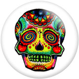20MM pattern skull Print  glass snaps buttons