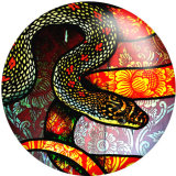 20MM pattern snake Print  glass snaps buttons  Jewelry Making