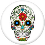 20MM pattern skull Print  glass snaps buttons