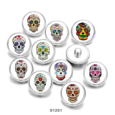 20MM pattern skull Print  glass snaps buttons