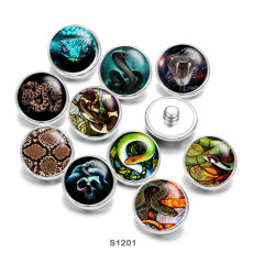 20MM pattern snake Print  glass snaps buttons  Jewelry Making