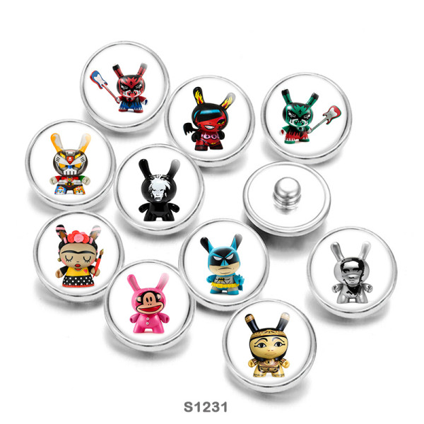 20MM Cartoon pattern Print  glass snaps buttons