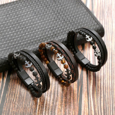 Anchor Bracelet Natural Stone Stainless Steel Bracelet Volcanic Stone Magnet Buckle