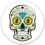 20MM pattern skull Print  glass snaps buttons