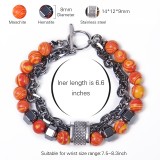 Stainless Steel Bracelet Double Layer Malachite Beaded Bracelet OT Buckle Bracelet