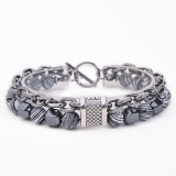 Stainless Steel Bracelet Double Layer Malachite Beaded Bracelet OT Buckle Bracelet