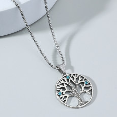 Vintage Tree of Life Pendant Stainless Steel Necklace