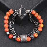 Stainless Steel Bracelet Double Layer Malachite Beaded Bracelet OT Buckle Bracelet