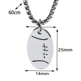 Necklace Hip Hop Stainless Steel Chain Rugby Pendant