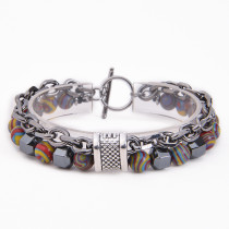 Stainless Steel Bracelet Double Layer Malachite Beaded Bracelet OT Buckle Bracelet