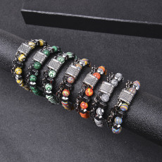 Stainless Steel Bracelet Double Layer Malachite Beaded Bracelet OT Buckle Bracelet