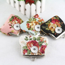 Canvas Rose Mini Coin Purse Buckle Coin Case Cute Small Wallet fit 18mm snap button jewelry