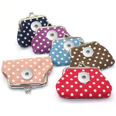 Mini Coin Purse Canvas Dot Coin Bag Ethnic Retro Style Ladies Hand Small Bag fit 18mm snap button jewelry