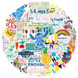 50pcs inspirational text graffiti stickers decorative suitcase notebook waterproof detachable stickers