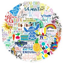 50pcs inspirational text graffiti stickers decorative suitcase notebook waterproof detachable stickers