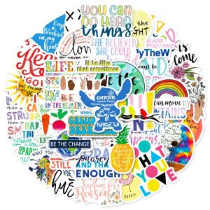 50pcs inspirational text graffiti stickers decorative suitcase notebook waterproof detachable stickers