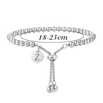 Stainless Steel 26 Letter Tag Adjustable Ball Bracelet