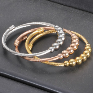 Stainless Steel Wire Braided Hemp Rope Open Bracelet Tricolor Stretch Bracelet
