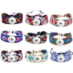 Braided Bracelet Geometric fit18&20MM  snaps jewelry
